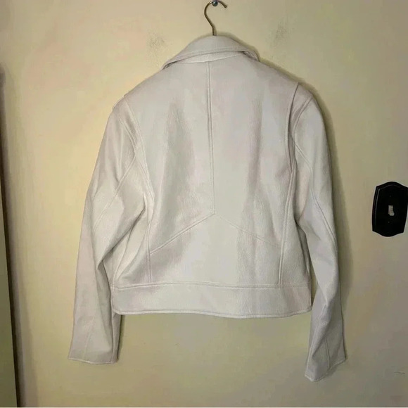 BlanKNYC White Vegan Faux Leather Moto Biker Jacket Size Small - Picture 5 of 8